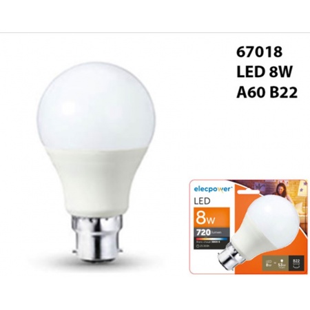 Ampoule LED A60 E22 8W