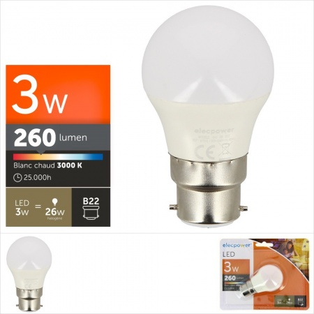 Ampoule LED G45 B22 3W